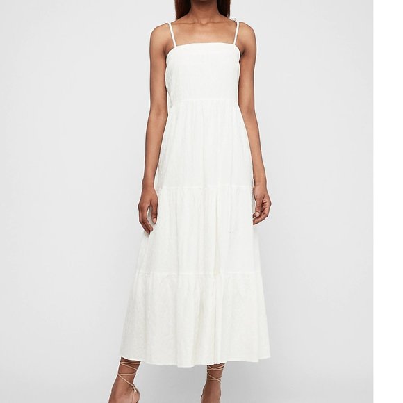Express Dresses & Skirts - TEXTURED TIERED TIE SHOULDER MAXI DRESS XL